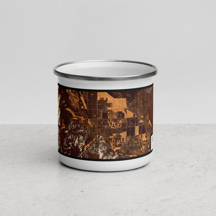 Front View Custom Cathedral City California Map Enamel Mug in Ember