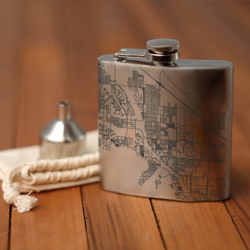 Cathedral City California Custom Engraved City Map Inscription Coordinates on 6oz Stainless Steel Flask