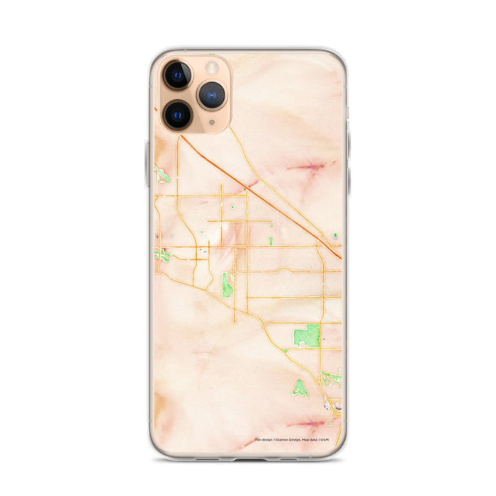 Custom iPhone 11 Pro Max Cathedral City California Map Phone Case in Watercolor