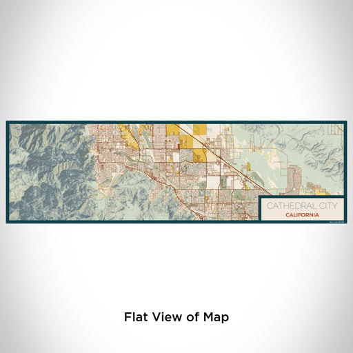 Flat View of Map Custom Cathedral City California Map Enamel Mug in Woodblock