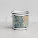 Left View Custom Cathedral City California Map Enamel Mug in Woodblock