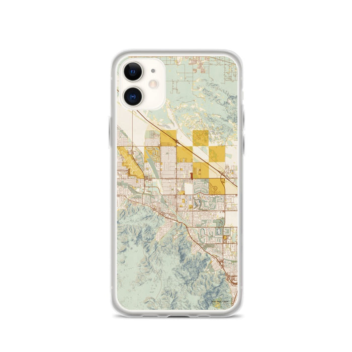 Custom iPhone 11 Cathedral City California Map Phone Case in Woodblock