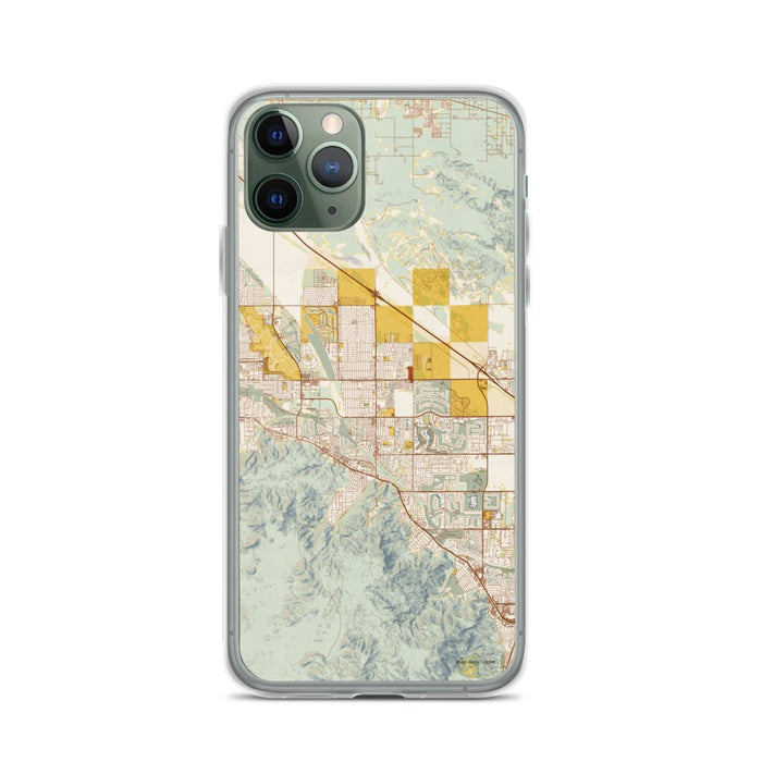 Custom iPhone 11 Pro Cathedral City California Map Phone Case in Woodblock