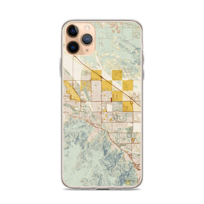 Custom iPhone 11 Pro Max Cathedral City California Map Phone Case in Woodblock