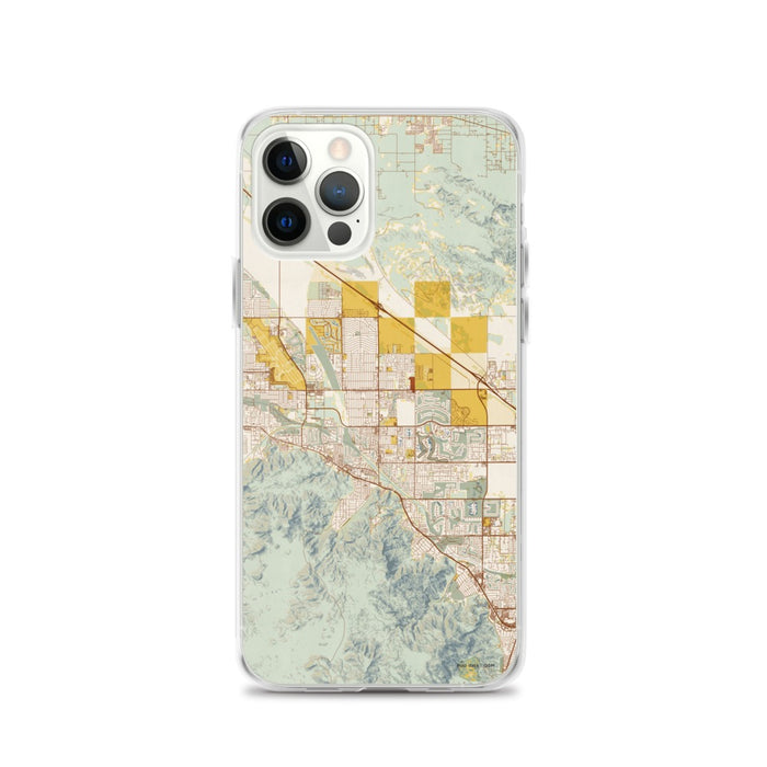 Custom iPhone 12 Pro Cathedral City California Map Phone Case in Woodblock