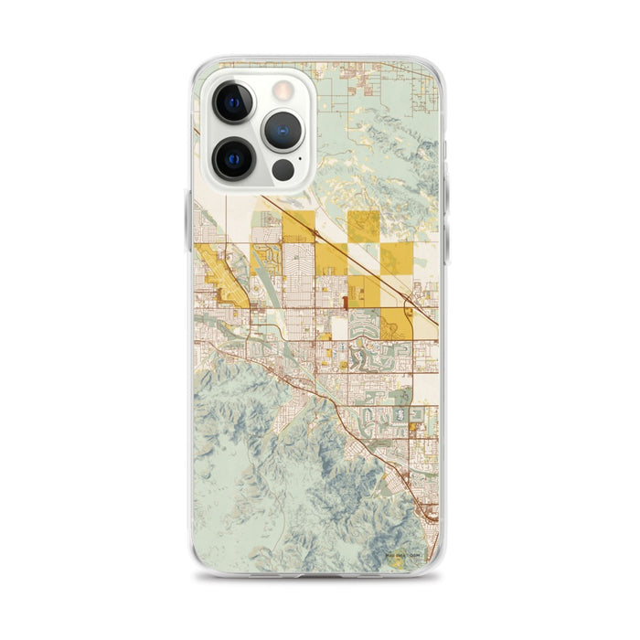 Custom iPhone 12 Pro Max Cathedral City California Map Phone Case in Woodblock