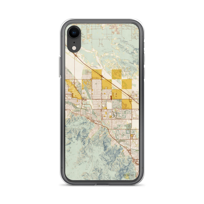 Custom iPhone XR Cathedral City California Map Phone Case in Woodblock