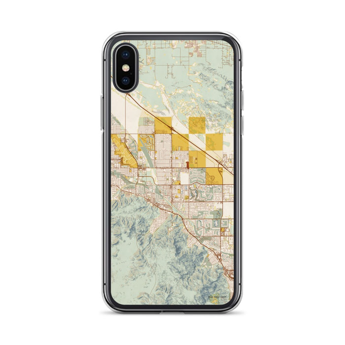 Custom iPhone X/XS Cathedral City California Map Phone Case in Woodblock
