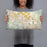 Person holding 20x12 Custom Cathedral City California Map Throw Pillow in Woodblock