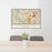 24x36 Catonsville Maryland Map Print Lanscape Orientation in Woodblock Style Behind 2 Chairs Table and Potted Plant