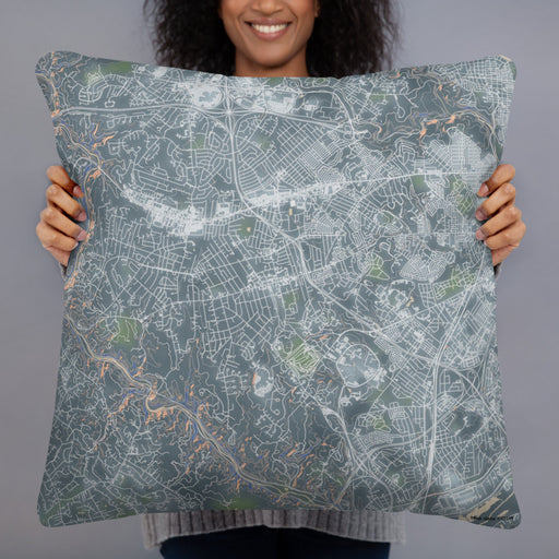 Person holding 22x22 Custom Catonsville Maryland Map Throw Pillow in Afternoon