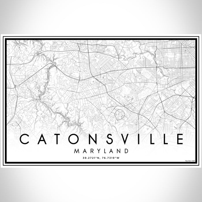 Catonsville Maryland Map Print Landscape Orientation in Classic Style With Shaded Background