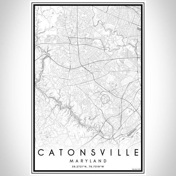 Catonsville Maryland Map Print Portrait Orientation in Classic Style With Shaded Background
