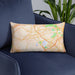 Custom Catonsville Maryland Map Throw Pillow in Watercolor on Blue Colored Chair