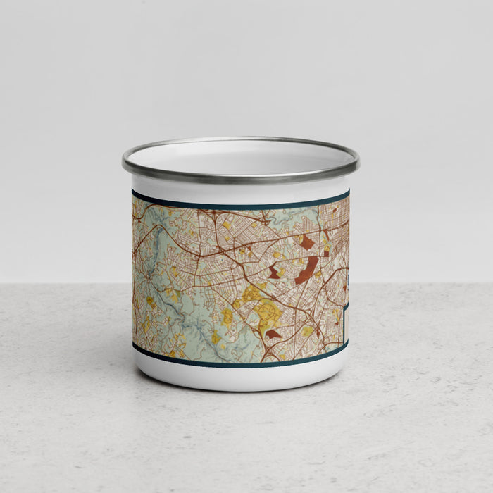 Front View Custom Catonsville Maryland Map Enamel Mug in Woodblock
