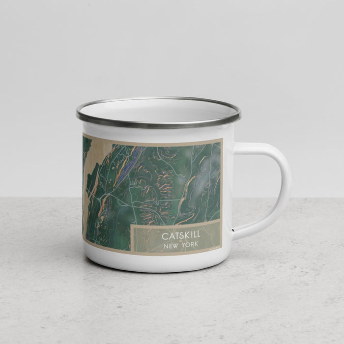 Right View Custom Catskill New York Map Enamel Mug in Afternoon