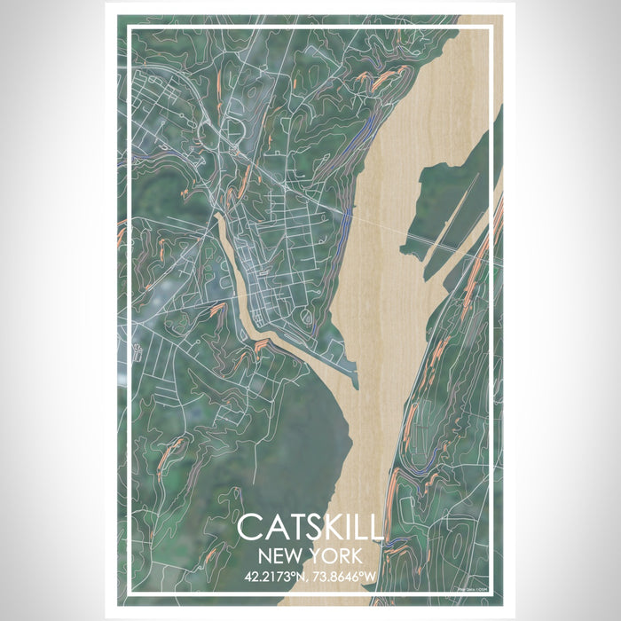 Catskill New York Map Print Portrait Orientation in Afternoon Style With Shaded Background
