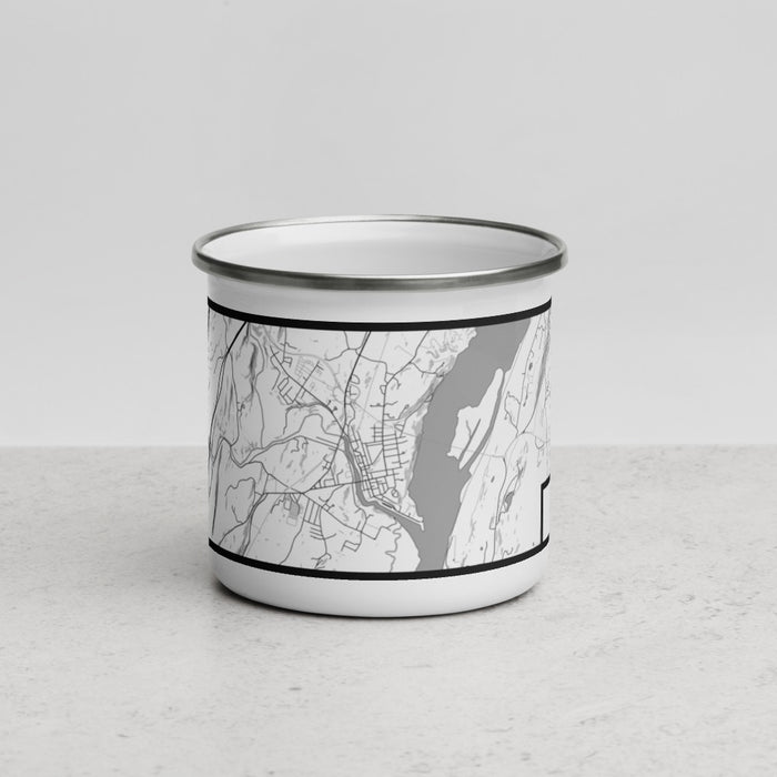 Front View Custom Catskill New York Map Enamel Mug in Classic
