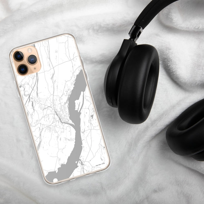 Custom Catskill New York Map Phone Case in Classic on Table with Black Headphones