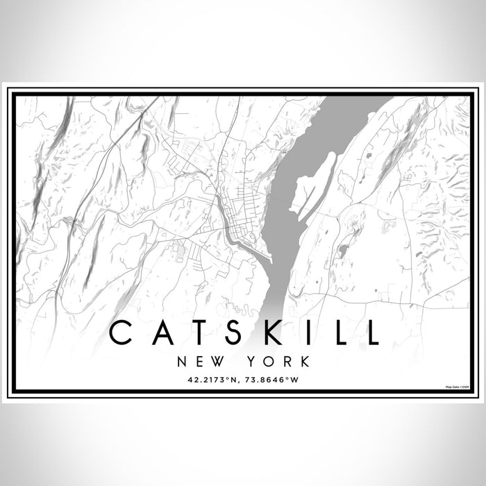 Catskill New York Map Print Landscape Orientation in Classic Style With Shaded Background