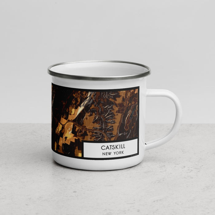 Right View Custom Catskill New York Map Enamel Mug in Ember