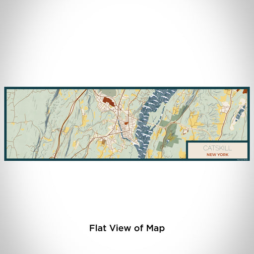 Flat View of Map Custom Catskill New York Map Enamel Mug in Woodblock