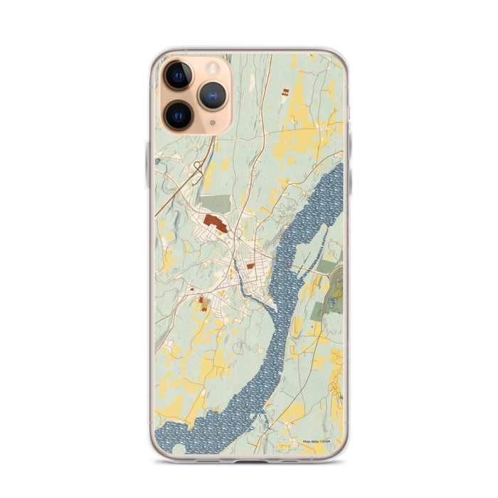 Custom Catskill New York Map Phone Case in Woodblock