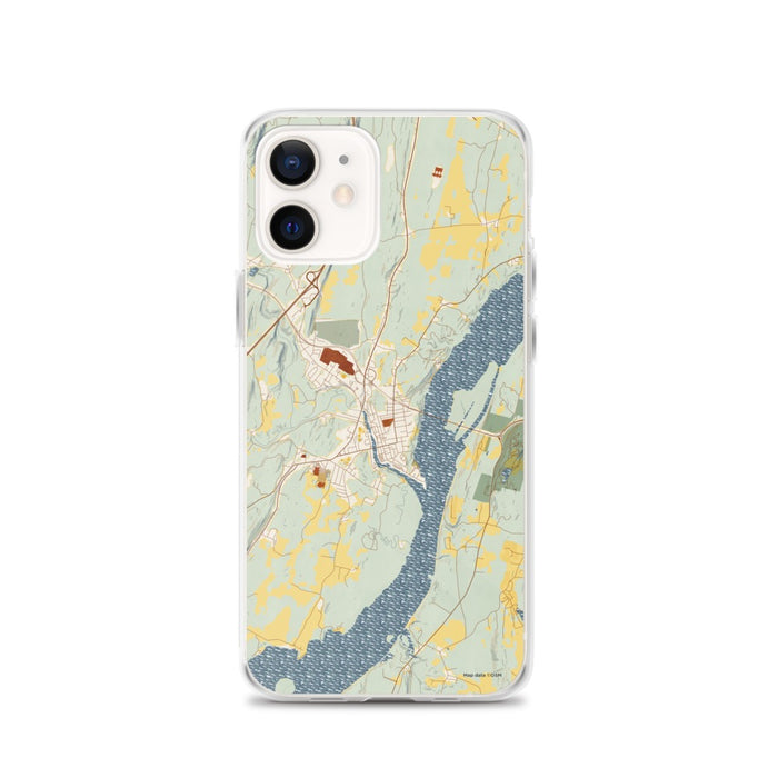 Custom Catskill New York Map iPhone 12 Phone Case in Woodblock