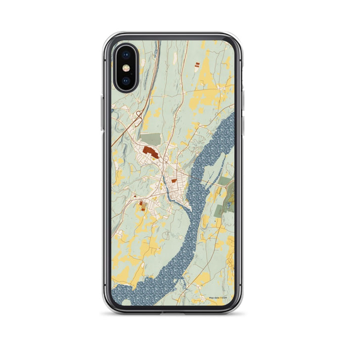 Custom Catskill New York Map Phone Case in Woodblock
