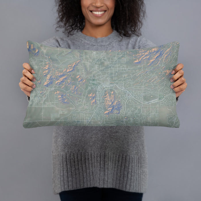 Person holding 20x12 Custom Cave Creek Arizona Map Throw Pillow in Afternoon