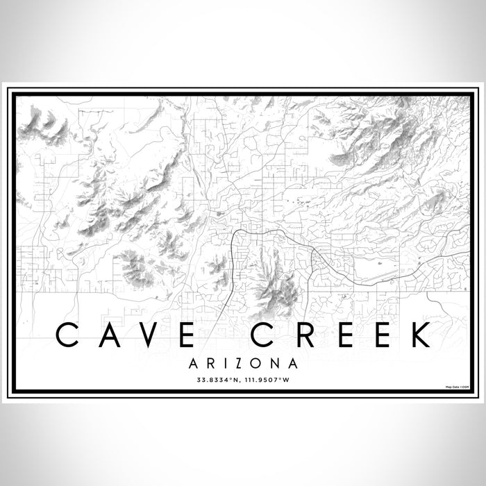 Cave Creek Arizona Map Print Landscape Orientation in Classic Style With Shaded Background