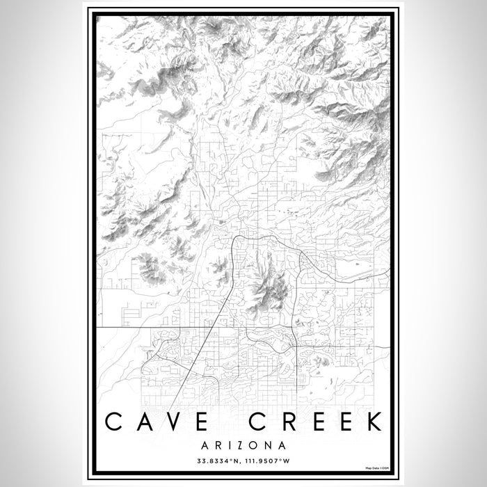 Cave Creek Arizona Map Print Portrait Orientation in Classic Style With Shaded Background