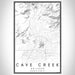 Cave Creek Arizona Map Print Portrait Orientation in Classic Style With Shaded Background