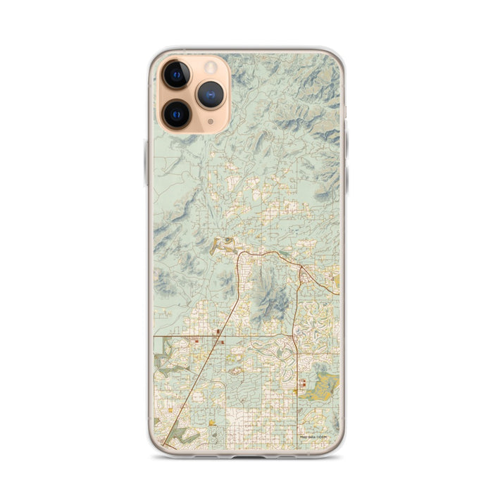 Custom iPhone 11 Pro Max Cave Creek Arizona Map Phone Case in Woodblock