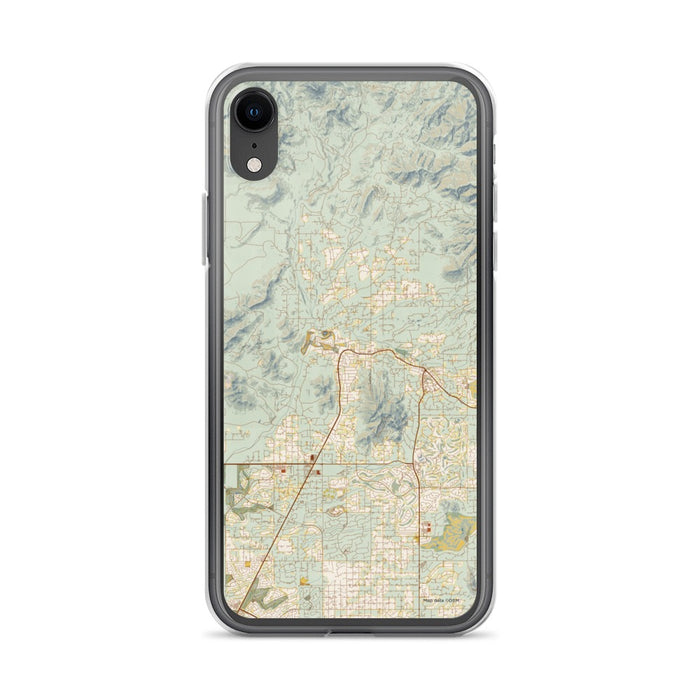 Custom iPhone XR Cave Creek Arizona Map Phone Case in Woodblock