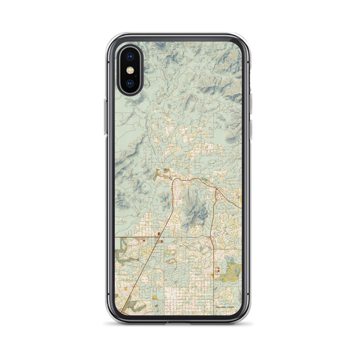 Custom iPhone X/XS Cave Creek Arizona Map Phone Case in Woodblock