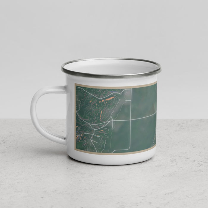 Left View Custom Cedar Michigan Map Enamel Mug in Afternoon