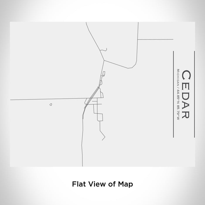 Rendered View of Cedar Michigan Map Engraving on 20oz Stainless Steel Insulated Bottle with Bamboo Top in White
