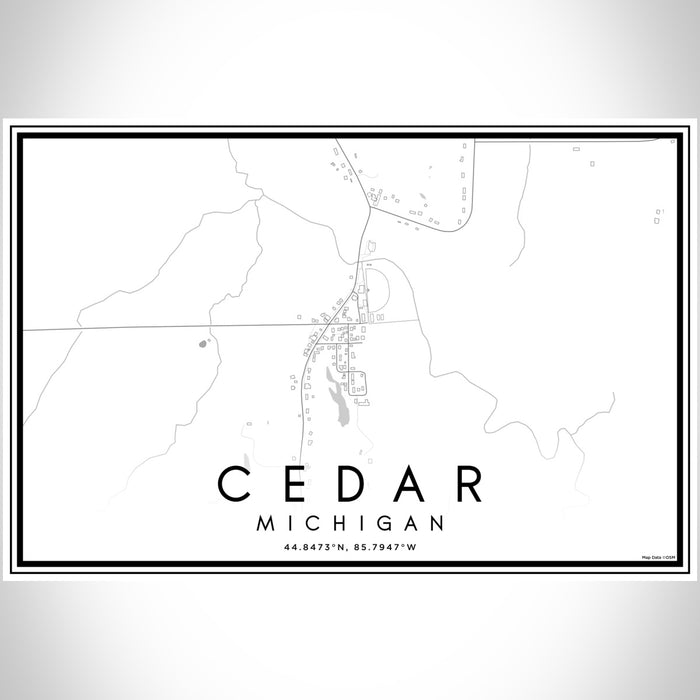Cedar Michigan Map Print Landscape Orientation in Classic Style With Shaded Background