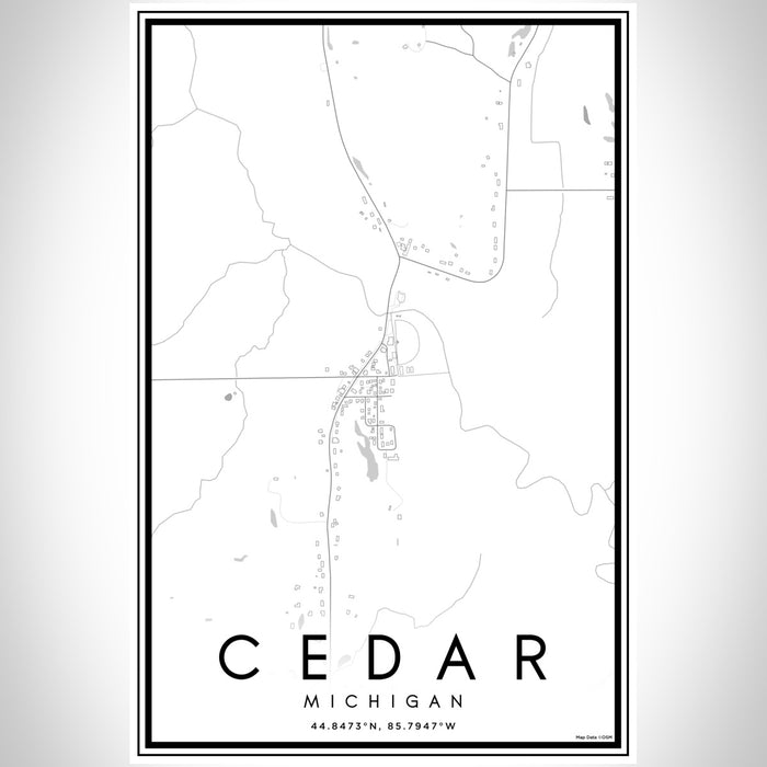 Cedar Michigan Map Print Portrait Orientation in Classic Style With Shaded Background