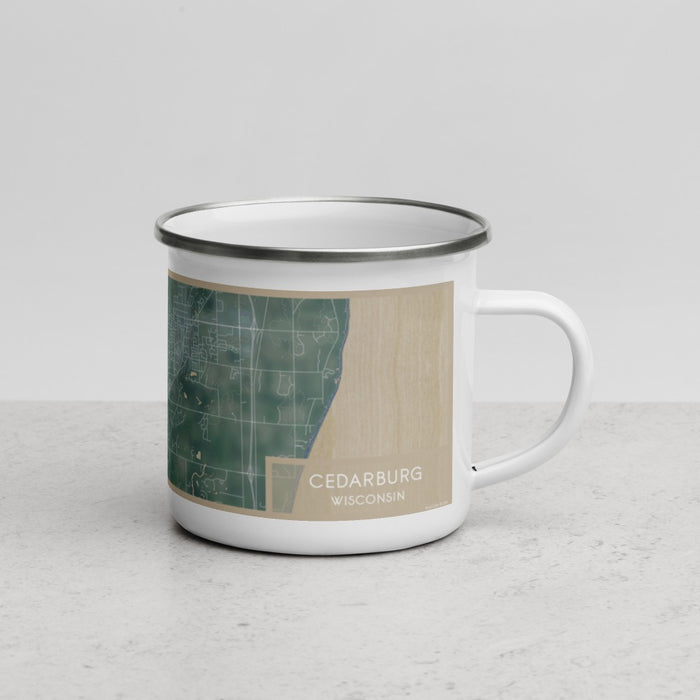 Right View Custom Cedarburg Wisconsin Map Enamel Mug in Afternoon