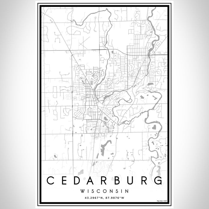 Cedarburg Wisconsin Map Print Portrait Orientation in Classic Style With Shaded Background