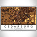 Cedarburg Wisconsin Map Print Landscape Orientation in Ember Style With Shaded Background