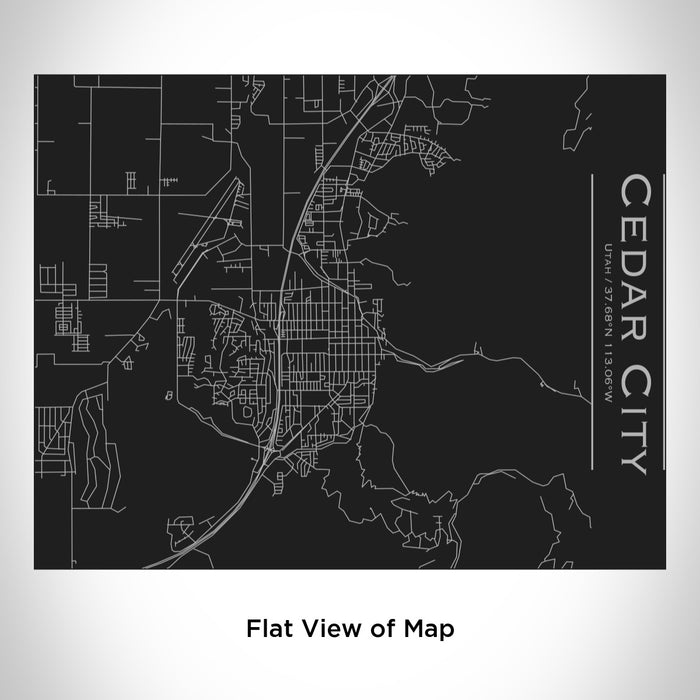 Rendered View of Cedar City Utah Map Engraving on 20oz Stainless Steel Insulated Bottle with Bamboo Top in Black