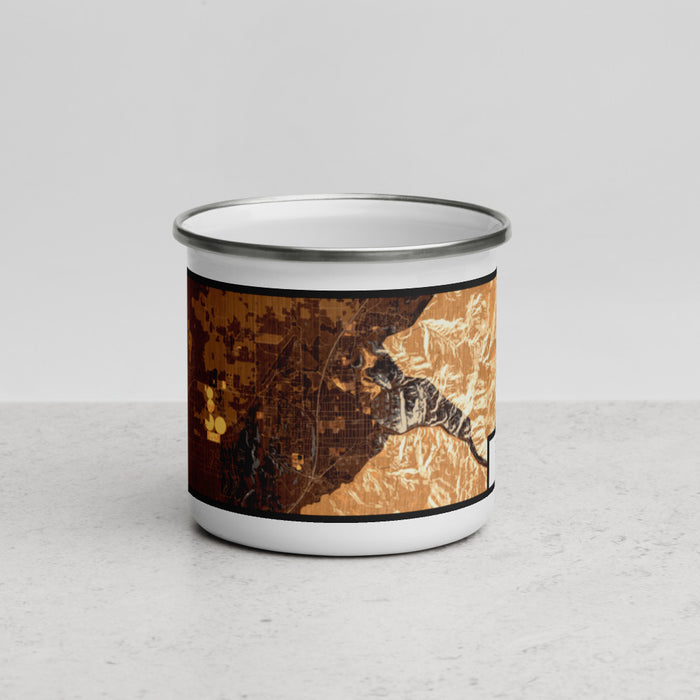 Front View Custom Cedar City Utah Map Enamel Mug in Ember