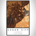 Cedar City Utah Map Print Portrait Orientation in Ember Style With Shaded Background