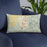 Custom Cedar City Utah Map Throw Pillow in Woodblock on Blue Colored Chair