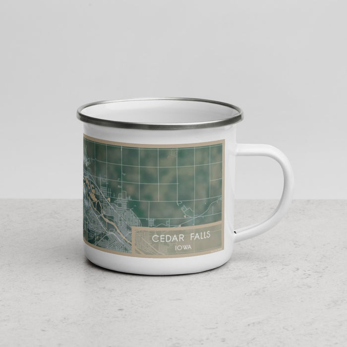 Right View Custom Cedar Falls Iowa Map Enamel Mug in Afternoon