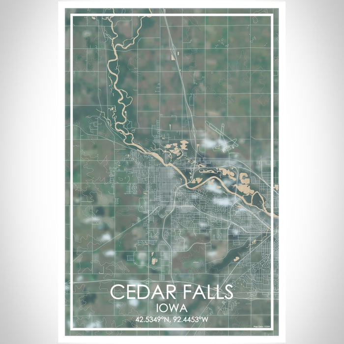 Cedar Falls Iowa Map Print Portrait Orientation in Afternoon Style With Shaded Background