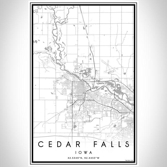 Cedar Falls Iowa Map Print Portrait Orientation in Classic Style With Shaded Background